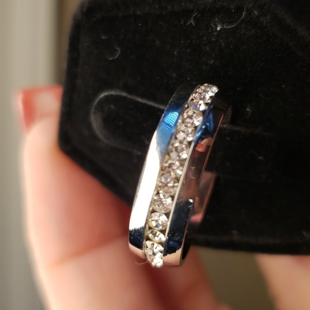 SILVER tone band with rhinestones